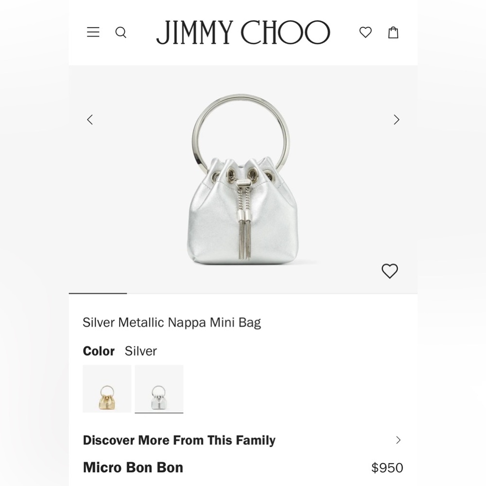 Jimmy Choo Silver Mini Bag with Ring Handle